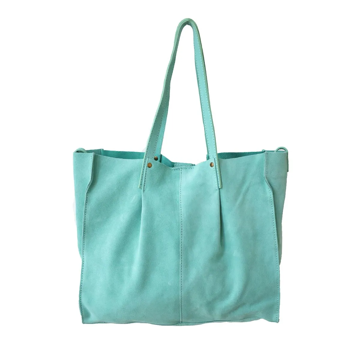 Sac tote bag cuir turquoise Maison Suzanne - Le petit Souk