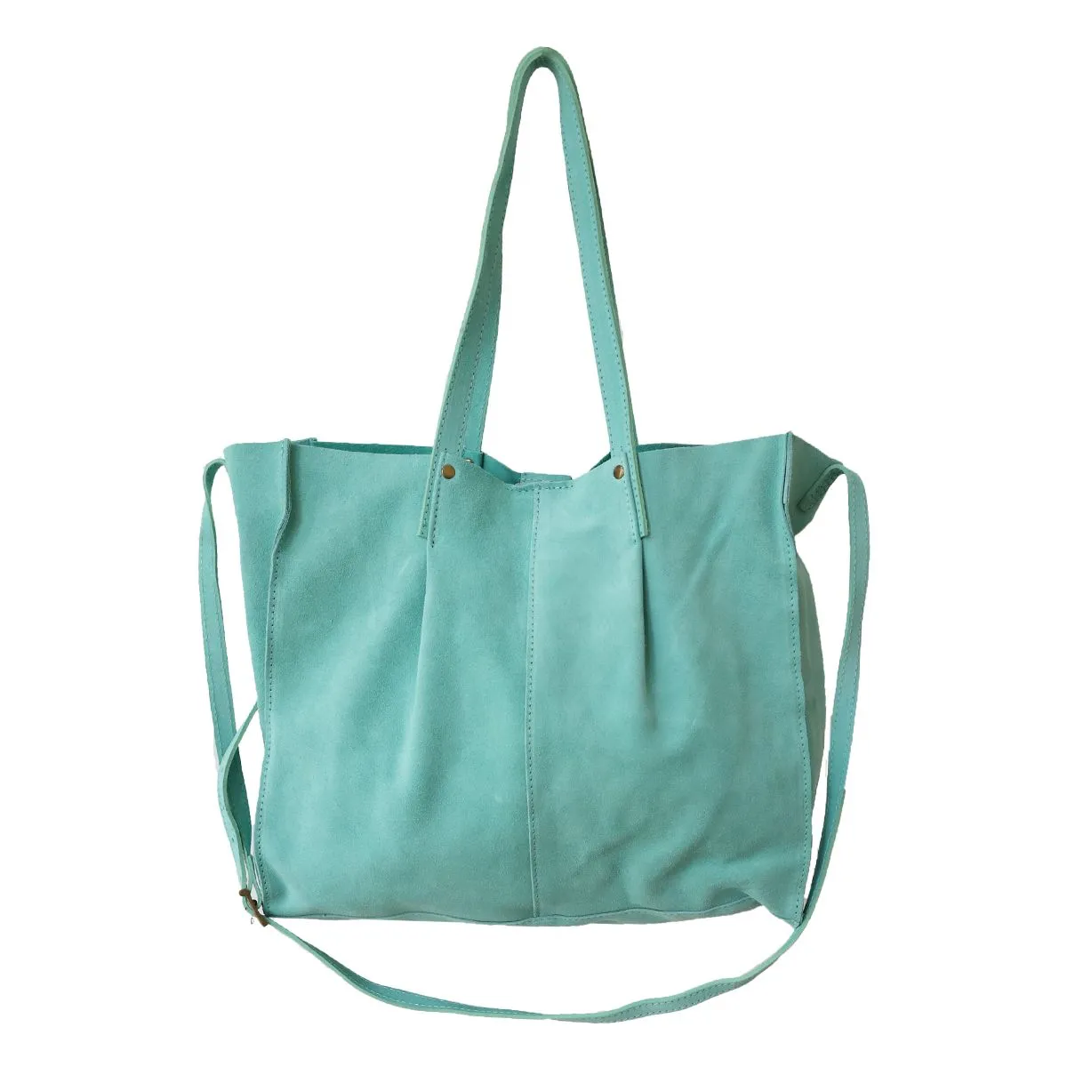 Sac tote bag cuir turquoise Maison Suzanne - Le petit Souk