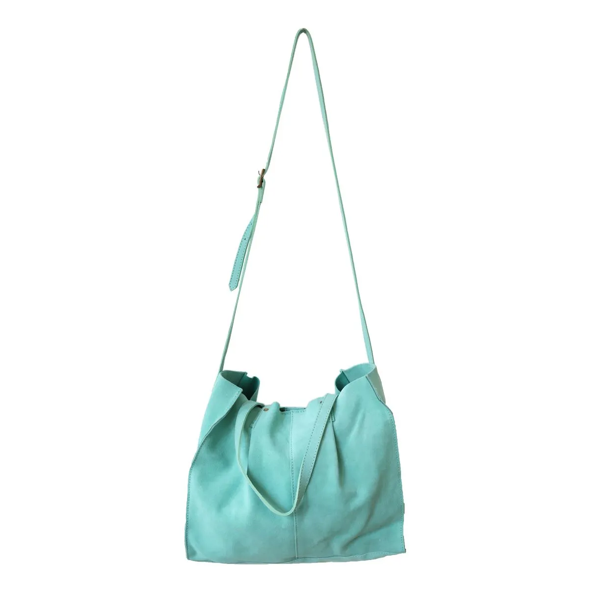 Sac tote bag cuir turquoise Maison Suzanne - Le petit Souk