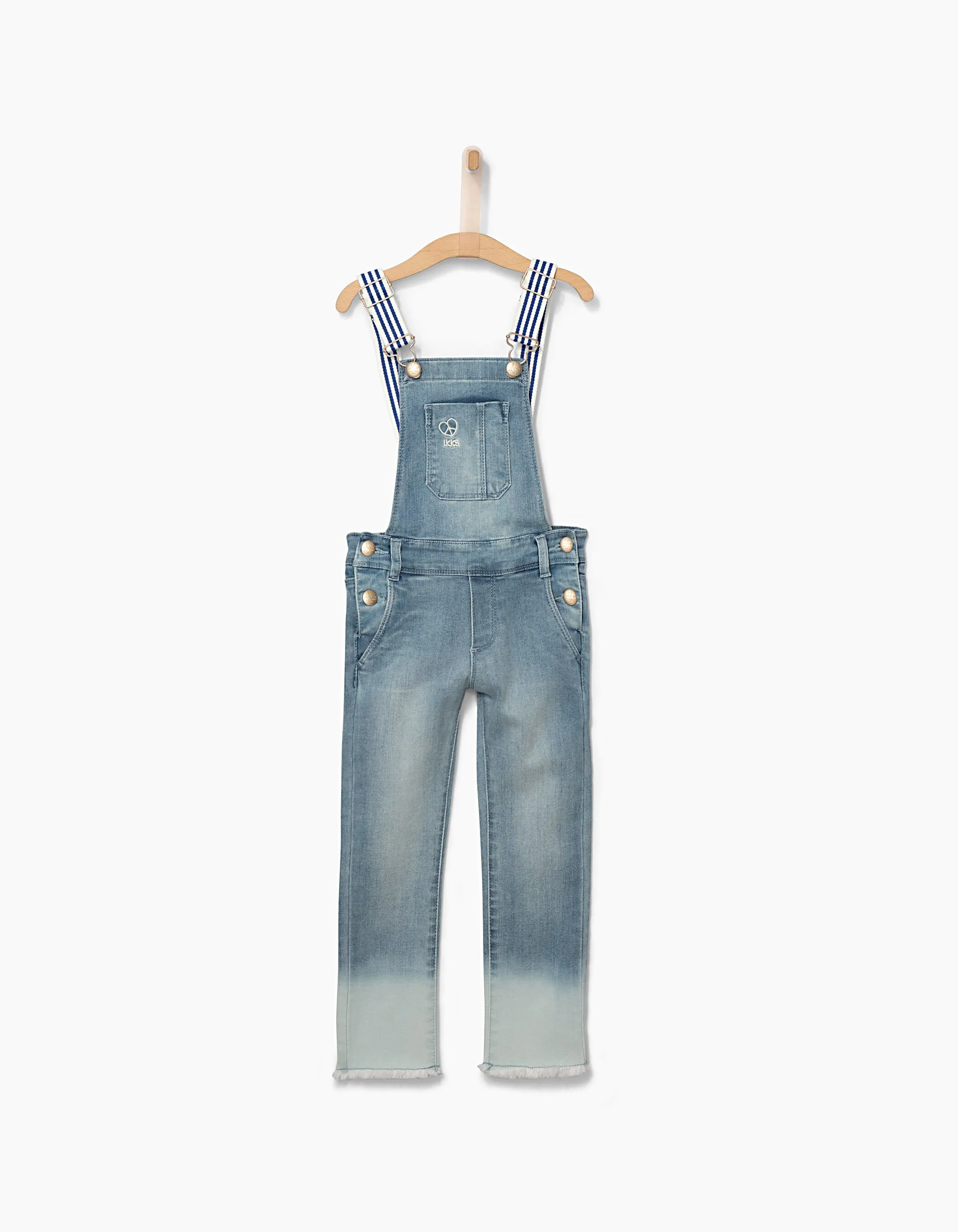 Salopette en jeans faded blue fille