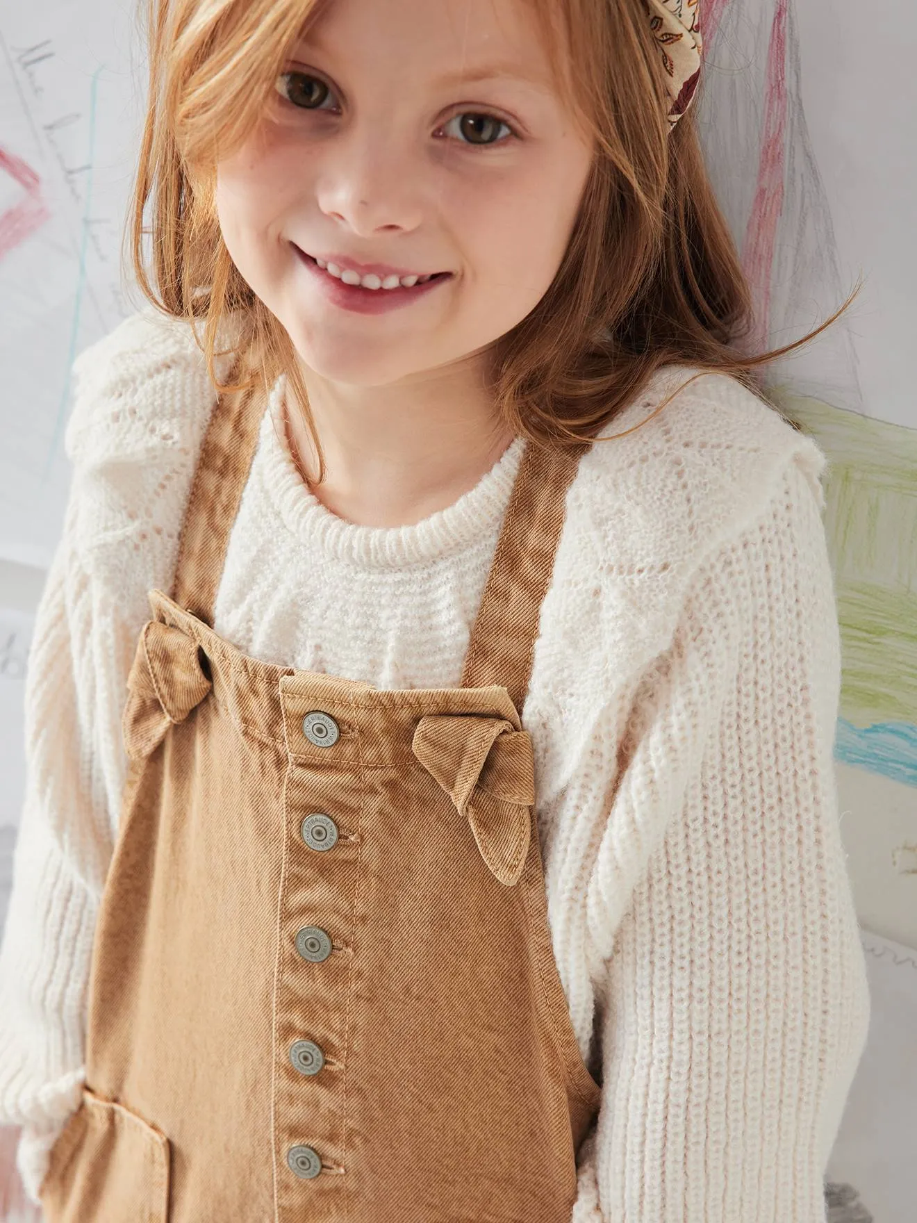 Salopette style charpentier fille taupe - Vertbaudet