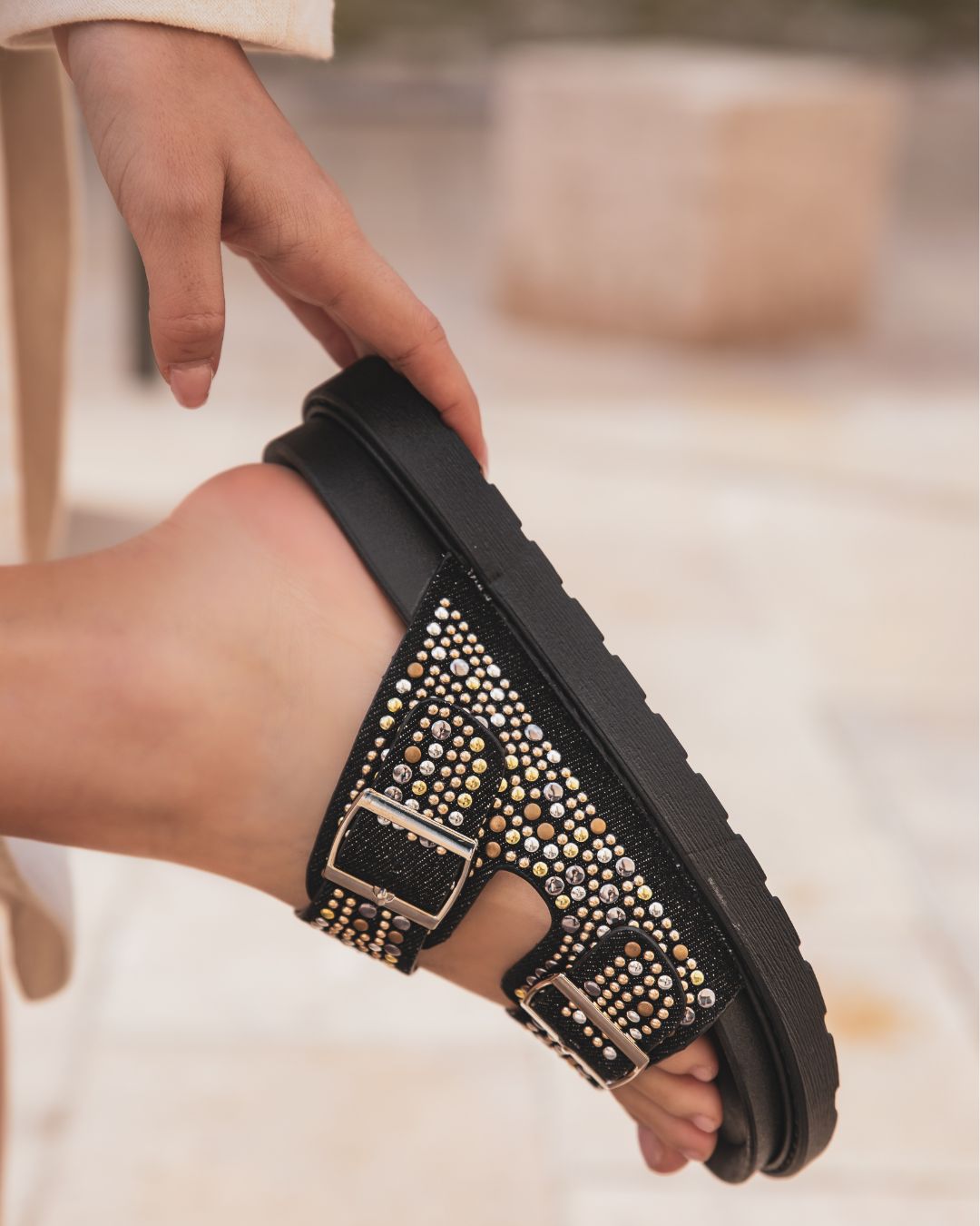 Sandale femme plate confort noir - Clémence