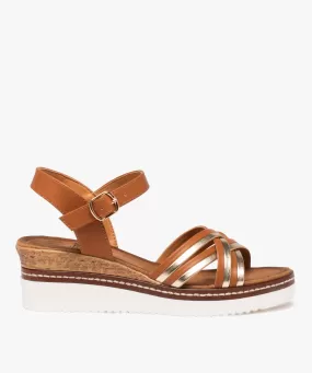 sandales femme a semelle compensee contrastante orange sandales a talon