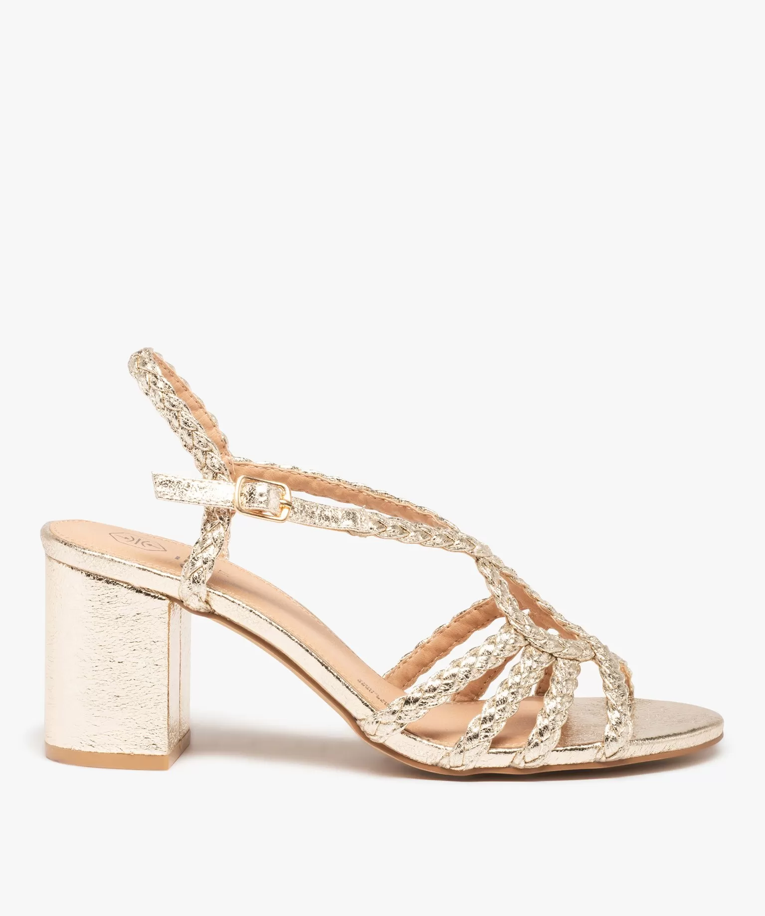 sandales femme a talon et brides tressees brillantes jaune sandales a talon
