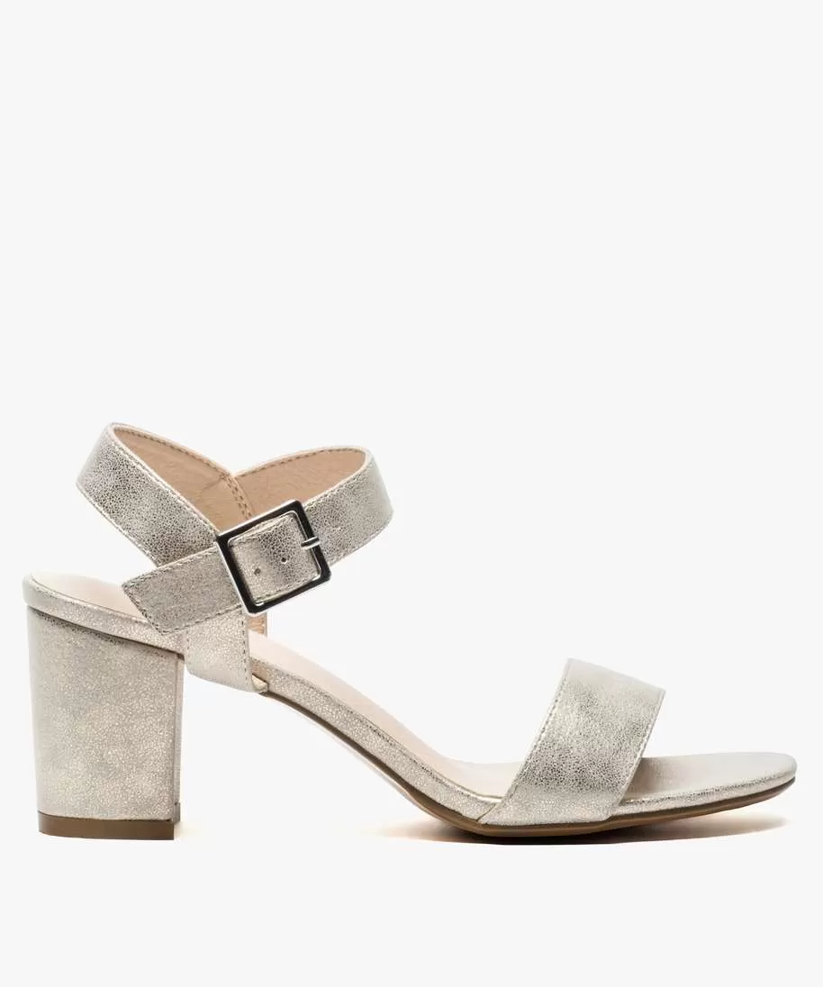 sandales femme a talon et larges brides dore sandales a talon