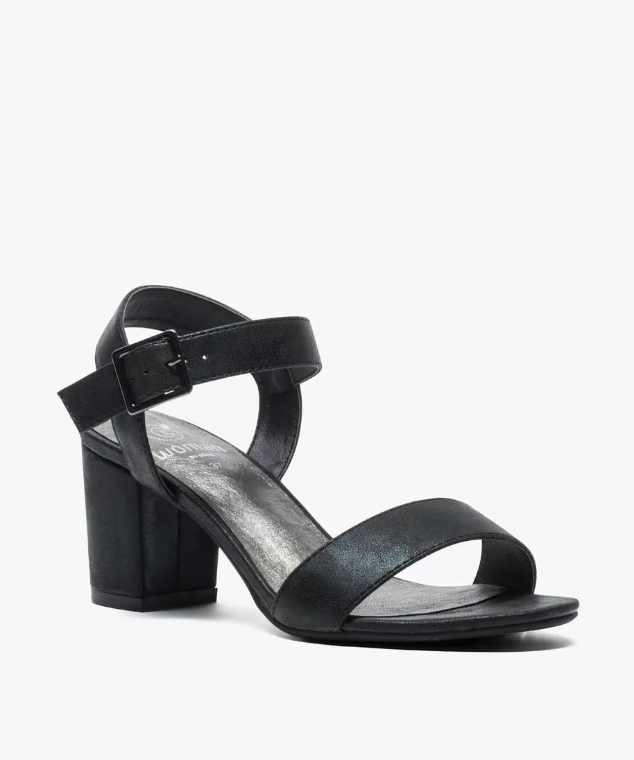 sandales femme a talon et larges brides noir standard sandales a talon