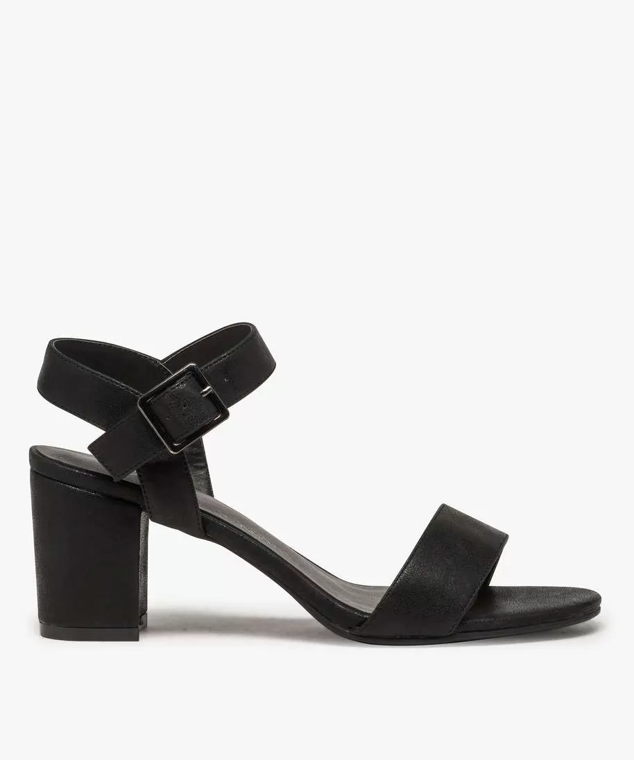 sandales femme a talon et larges brides noir standard sandales a talon
