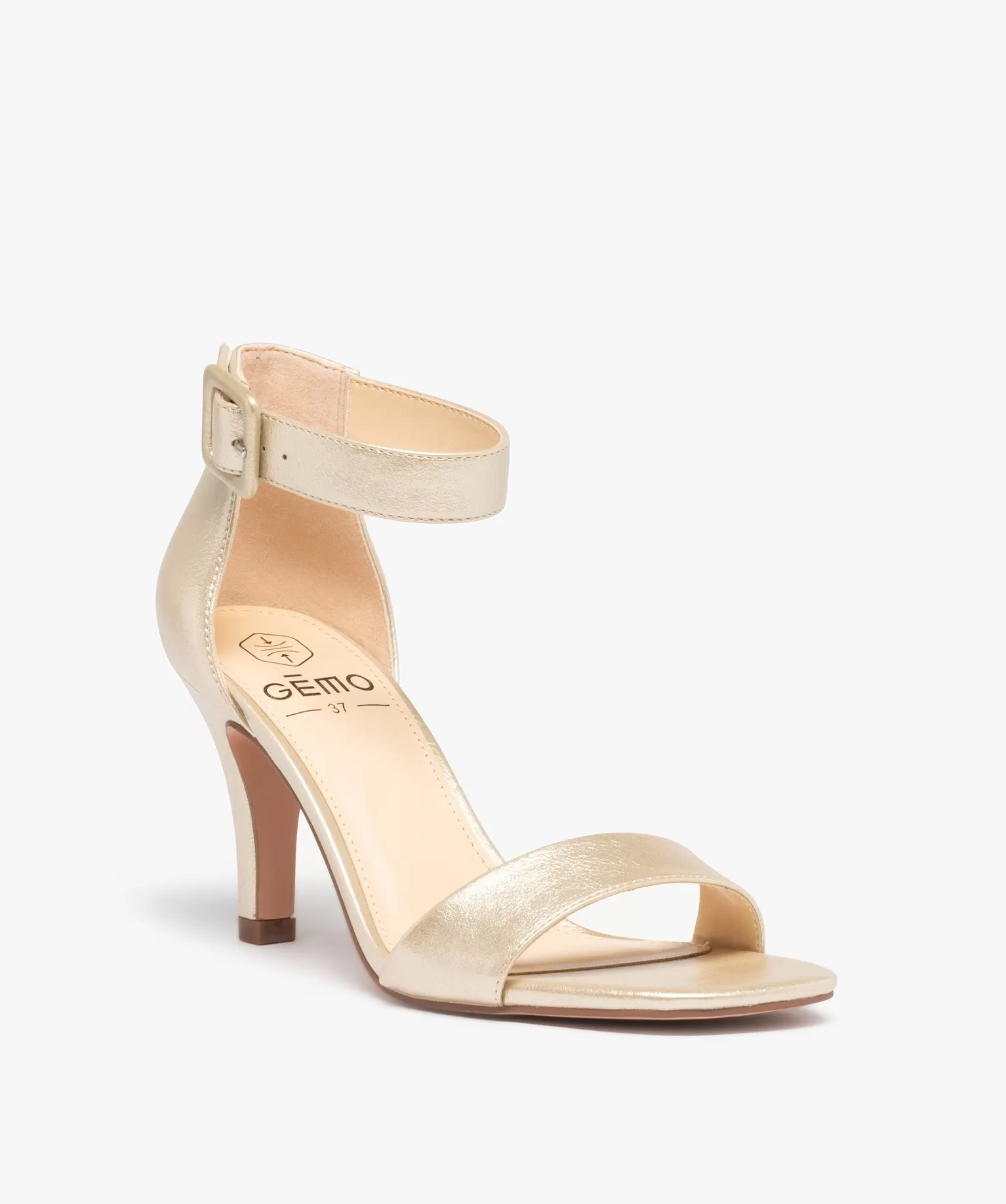 sandales femme a talon ferme et brides metallisees jaune sandales a talon