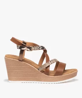 sandales femme compensees a brides fantaisie brun sandales a talon