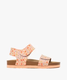 sandales fille a scratch a motifs champetres rose sandales et nu-pieds
