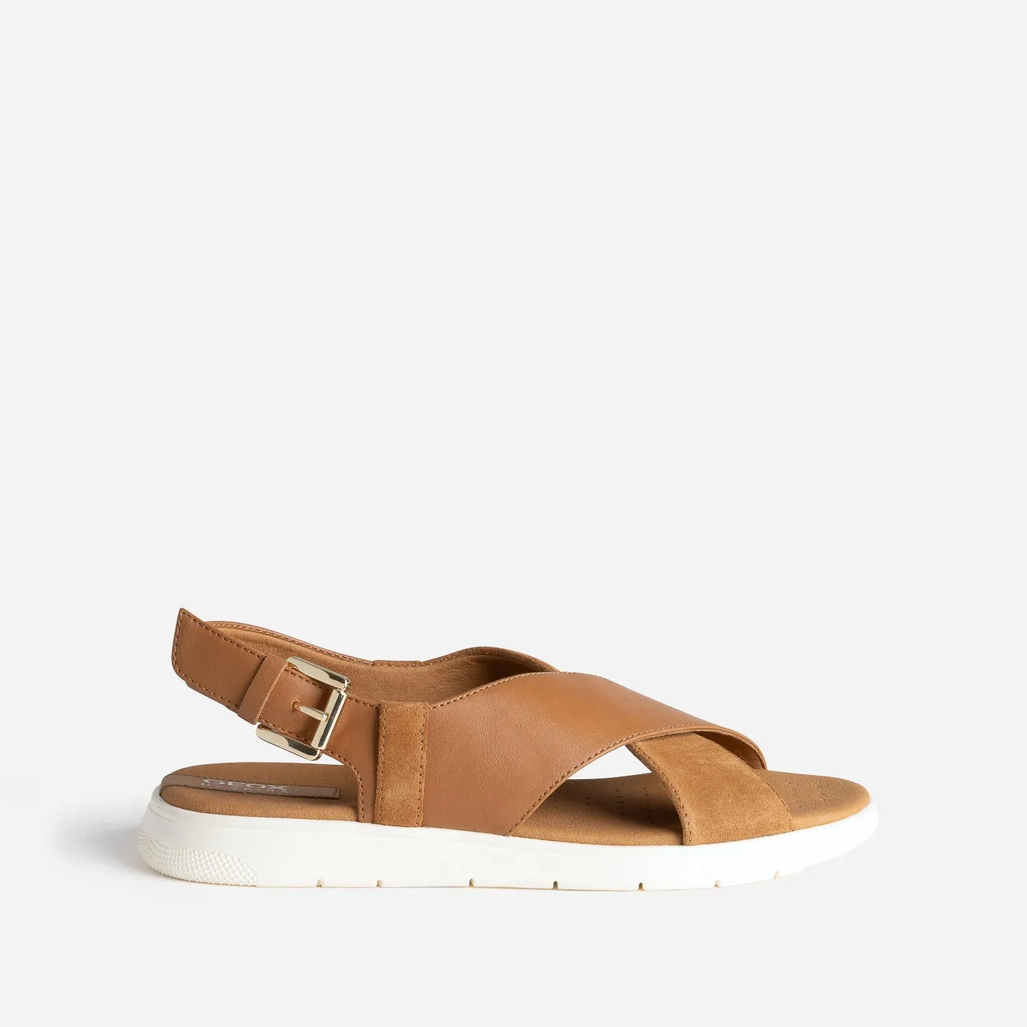 Sandales GEOX camel cuir larges brides - Sandales Femme | ERAM