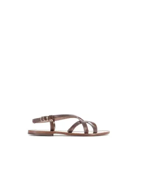 SANDALES PLATES MIN2 CUIR MARRON