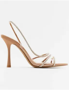 Sandales à talons à strass nude  / 56753 - JEANS INDUSTRY