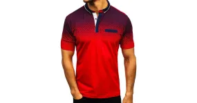 Short-sleeved printed polo shirt.