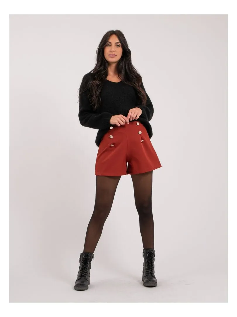 Short taille haute XOHO - Rouge brique