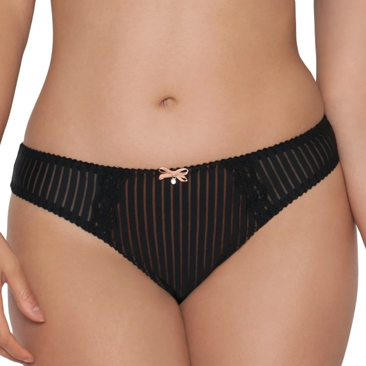 String tanga Ritzy noir cuivré de Curvy Kate Lingerie.