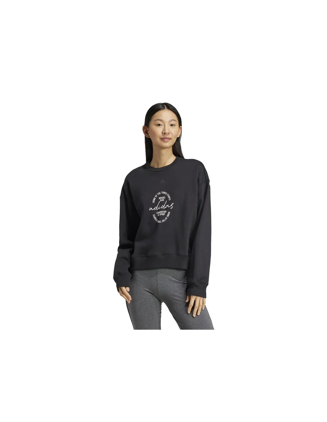 Sweat adidas Femme Signature Graphic Print Fleece Loose Black