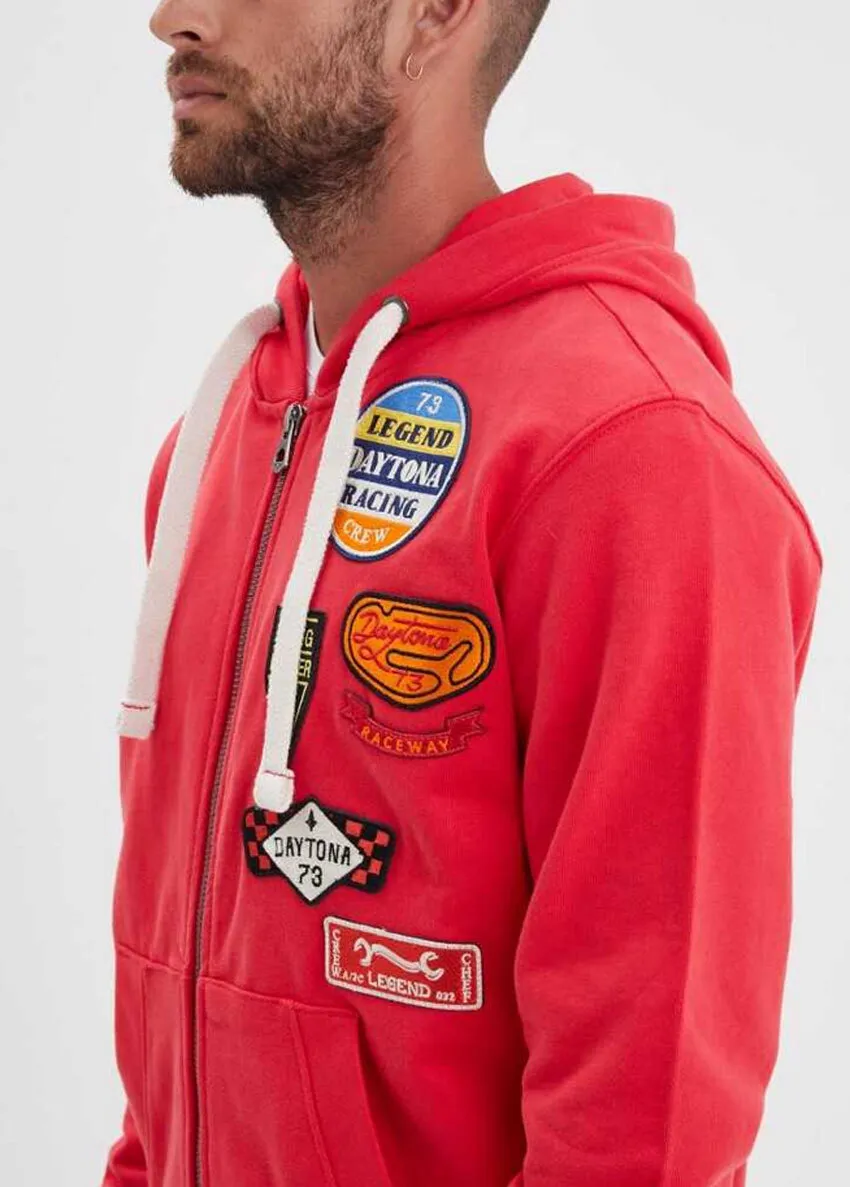 Sweat capuche moto homme rouge