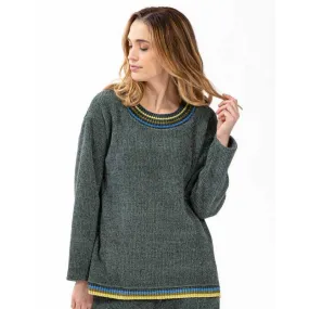 Sweat en maille tricot lurex ICONIC 630 lichen