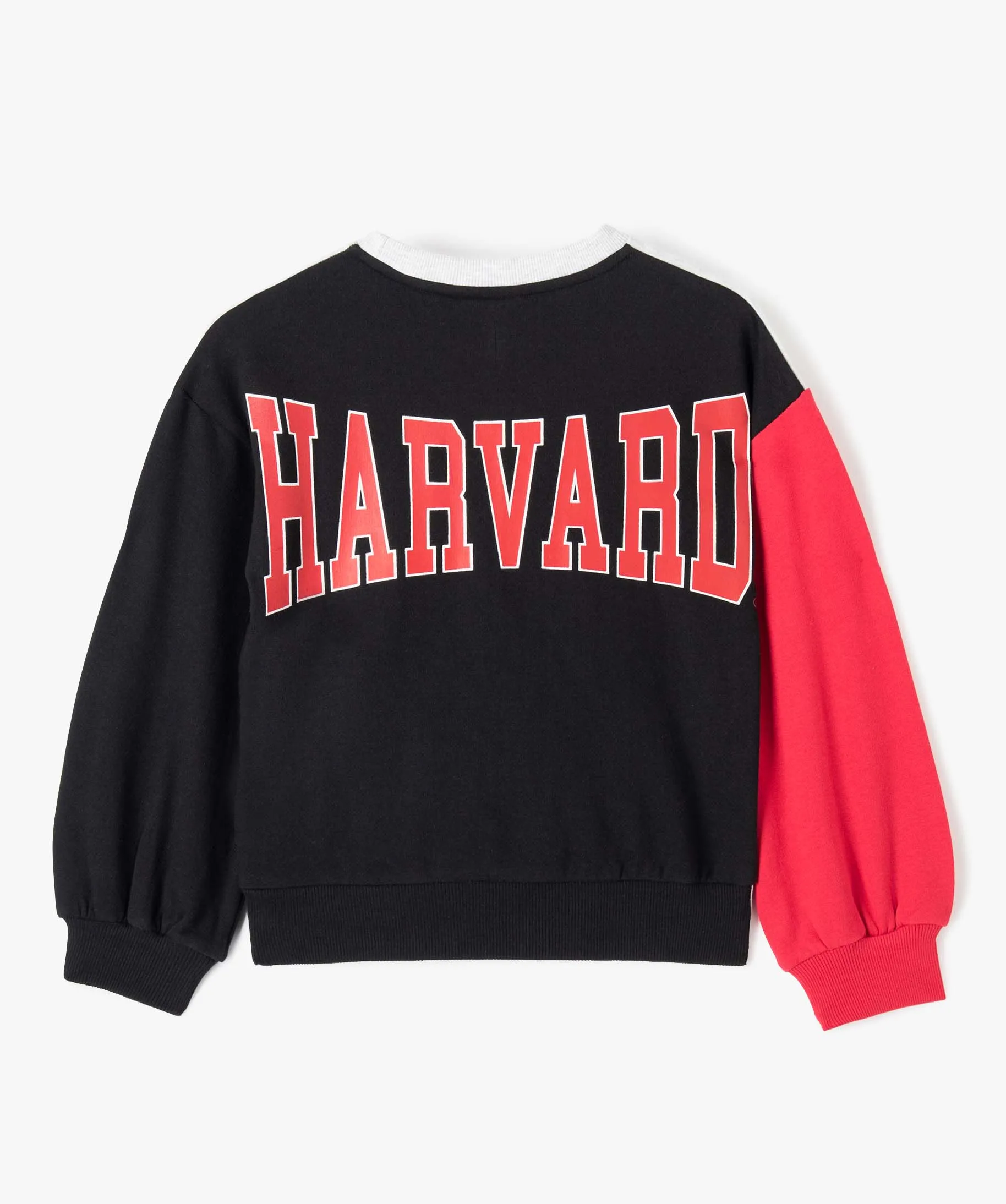 Sweat fille avec manches contrastantes - Harvard gris clair