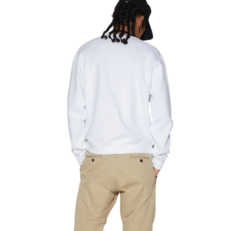 Sweat-shirt col rond coton blanc ICON rouge