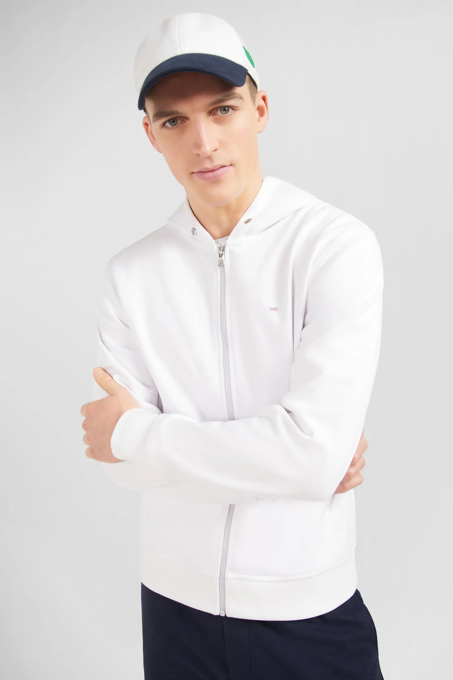 Sweat zippé à capuche blanc