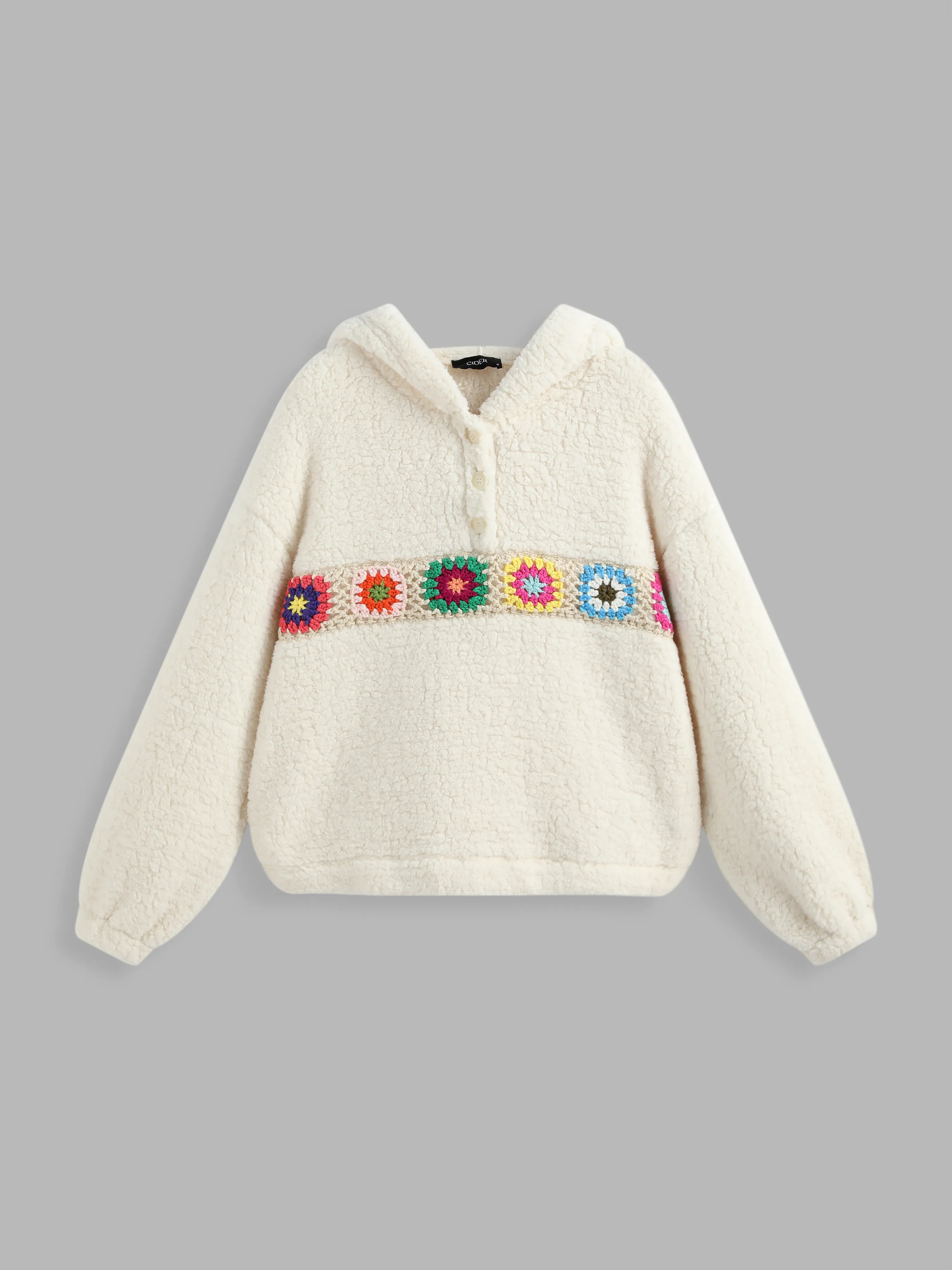  Sweat à capuche en polaire avec crochet floral
