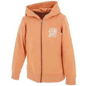 Sweat à capuche zippé collage orange garçon - Jack & Jones | wimod