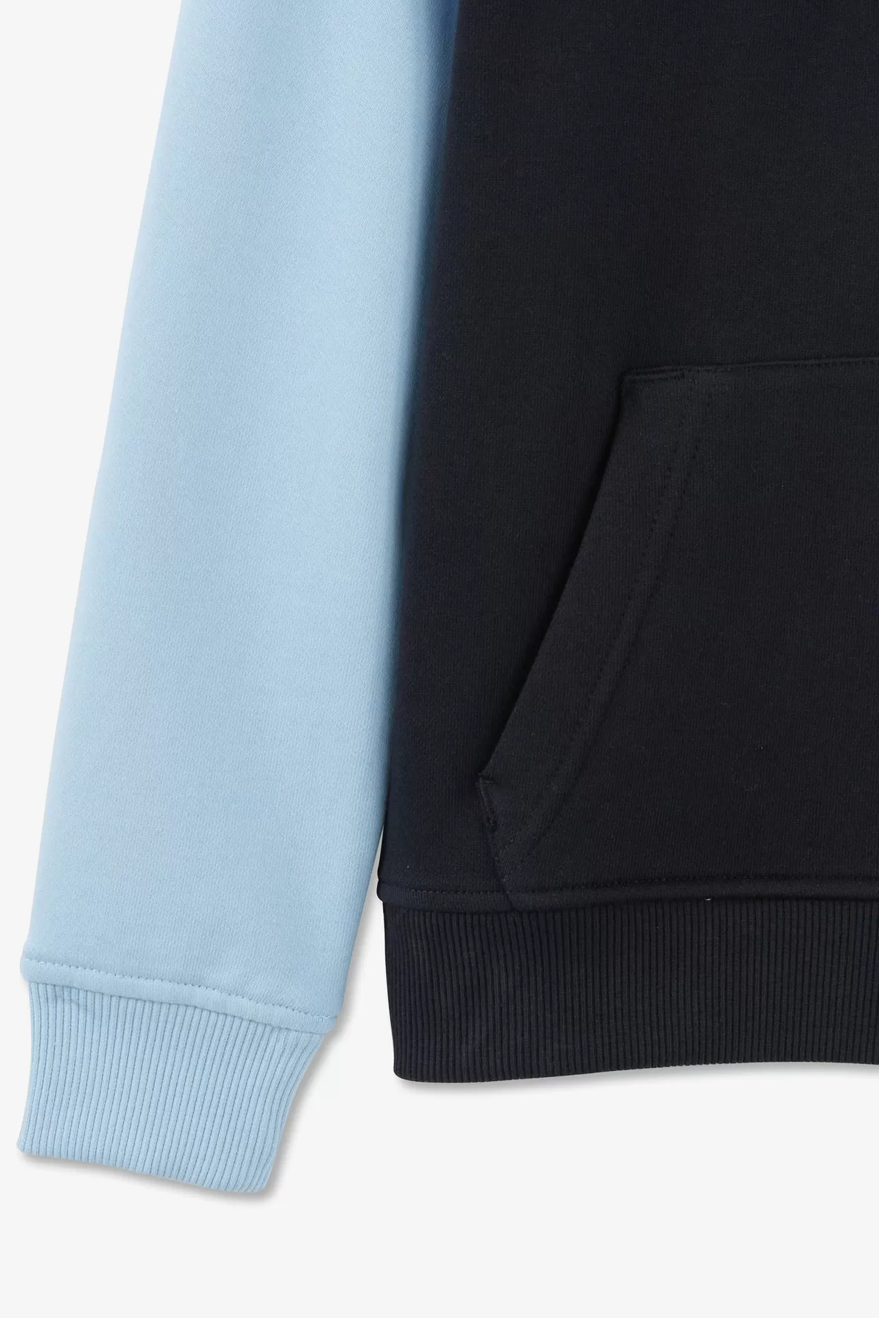 Sweatshirt col polo marine manches bicolores en coton