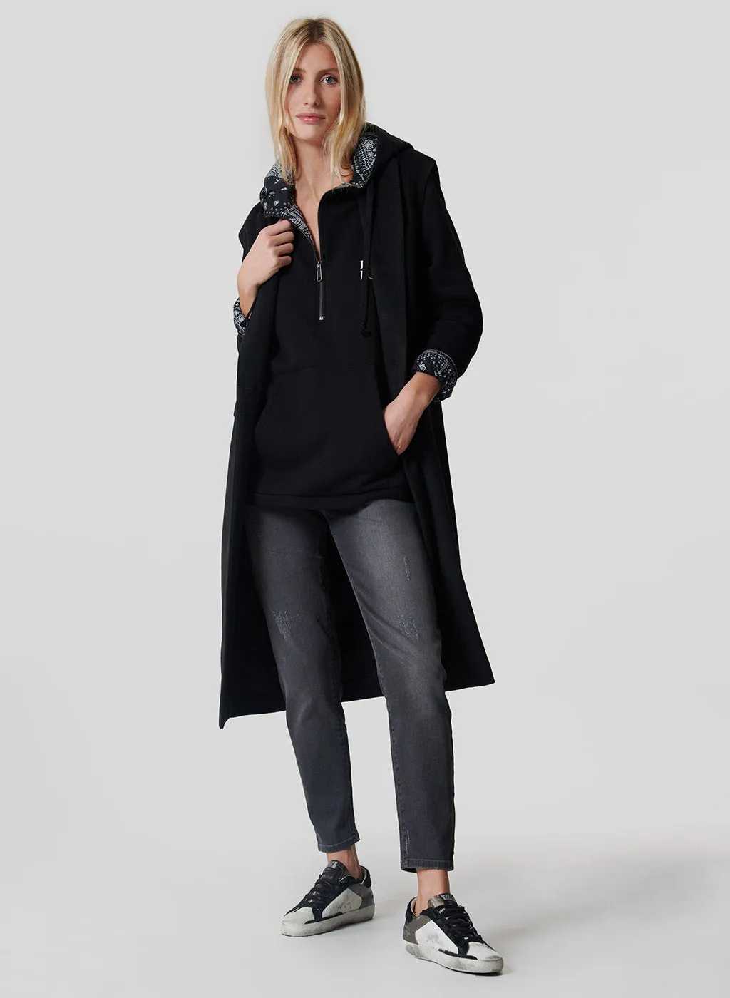 Sweatshirt hoodie Gaspar noir en coton bio