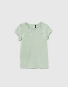 T-shirt aqua Essentiel brodé en coton bio fille