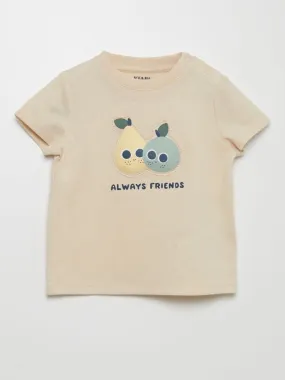 T-shirt avec animation en relief - Beige