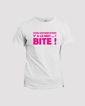 T-shirt dans cohabitation y'a le mot bite - La Ligne Shop
