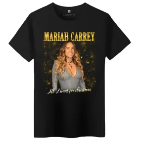T-Shirt erroné humour | unisexe | Mariah Carrey All i want for christmas | Jim Carrey | vintage old school | idée cadeau drôle |