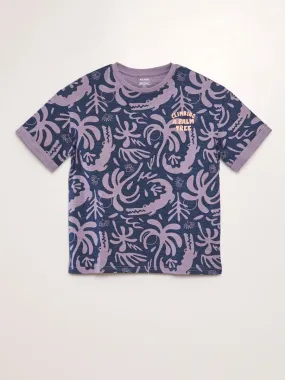 T-shirt imprimé forme loose - Bleu croco