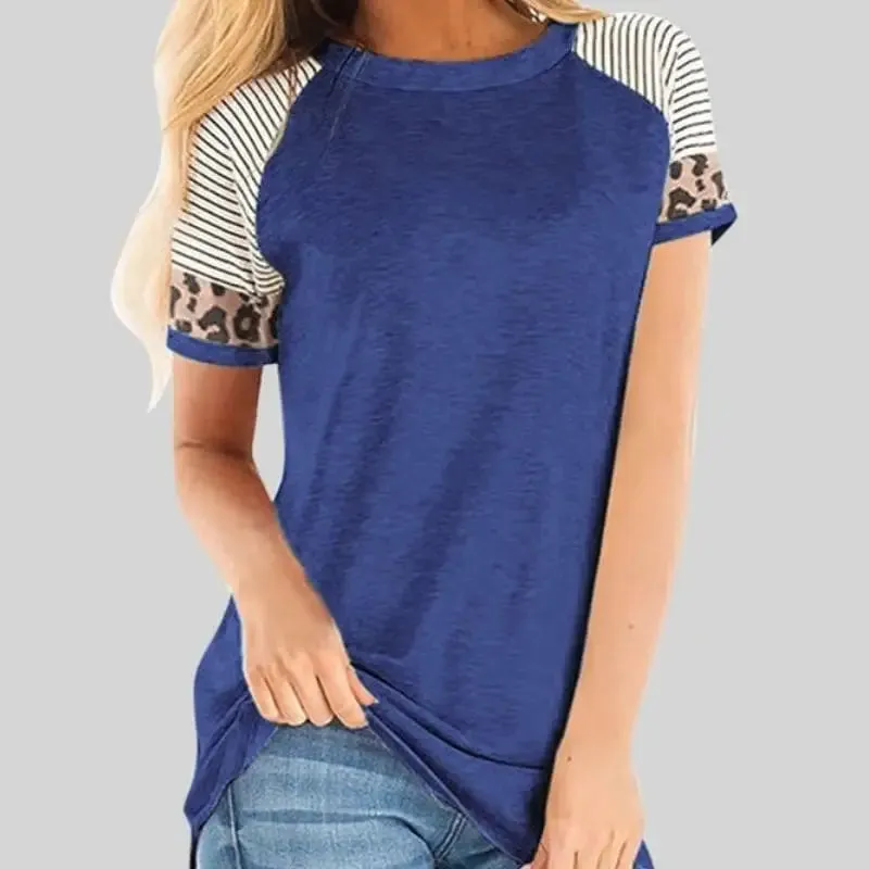 T-Shirt Léopard et Marinière Bleu