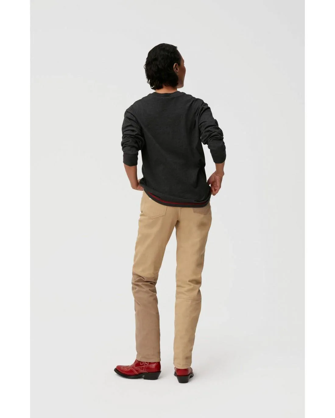 T-SHIRT MELANGE LIGHT JERSEY LONG SLEEVE PHANTOM - Ganni  | Chez Maman Rouen