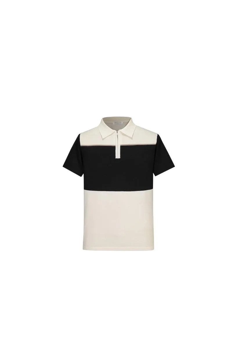 T-shirt polo zippé maille piquée