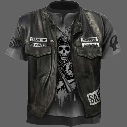 T-shirt trompe l'oeil tête de mort SOA pour homme