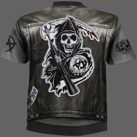 T-shirt trompe l'oeil tête de mort SOA pour homme