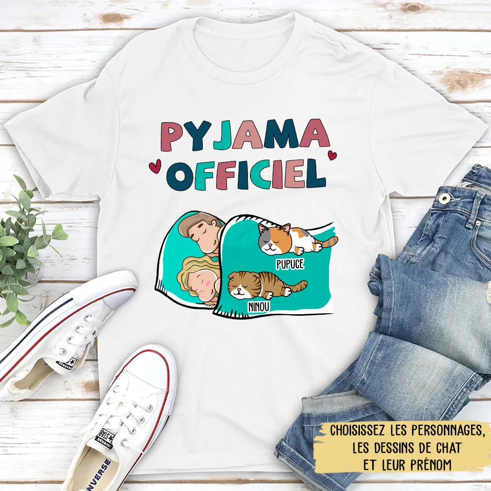 T-shirt Unisex Personnalisé - Pyjama Officiel Version Couple Chat