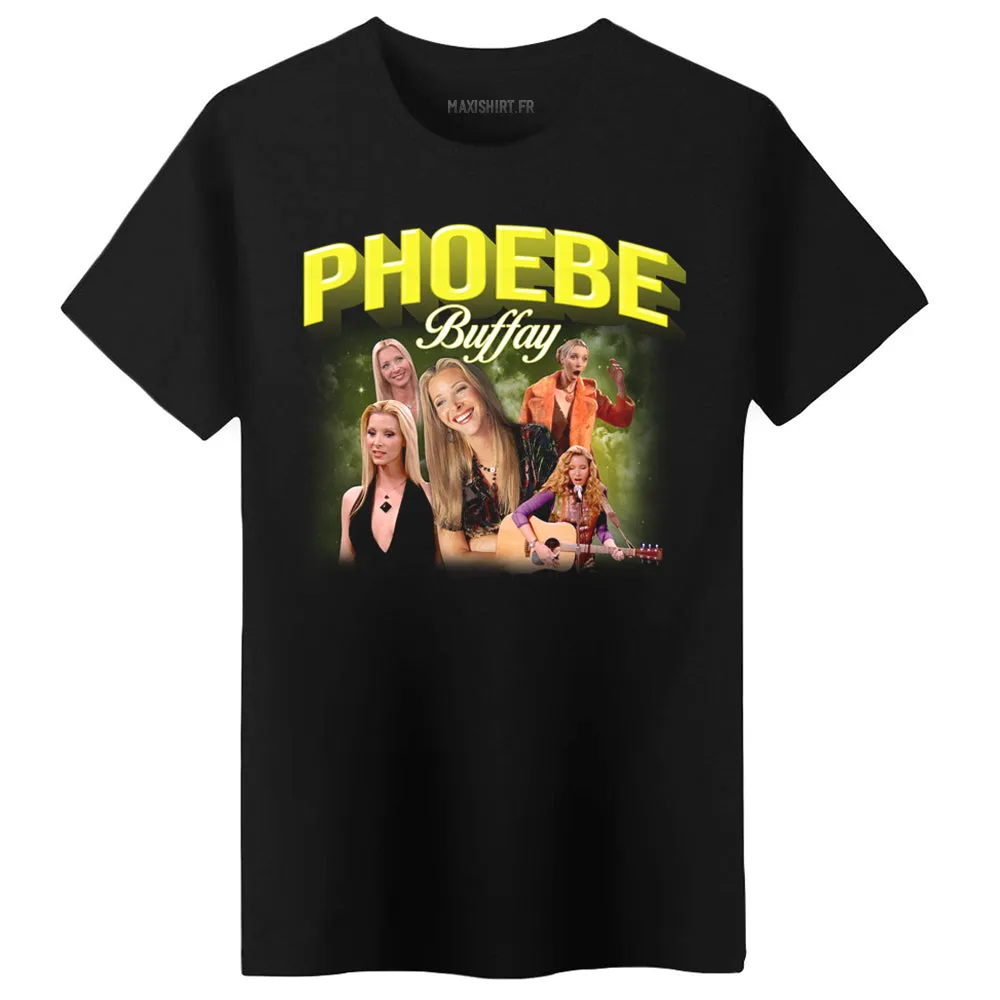 T-Shirt unisexe inédit fan de la série Friends | PHOEBE Buffay | noir 100% coton bio | idée cadeau vintage