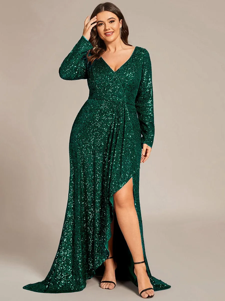 Taille personnalisée Robe de soirée Fente Haute Bodycon Asymétrique