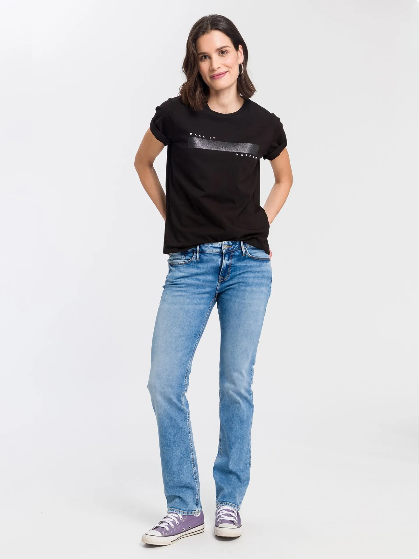Tall Jeans Femme Rose Straight Fit L36 Inch, mid blue washed