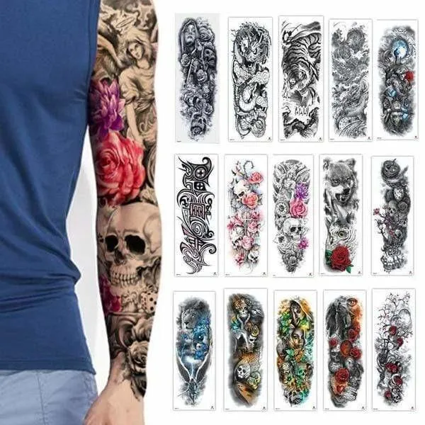 Tatoo temporaire bras entier tête de mort