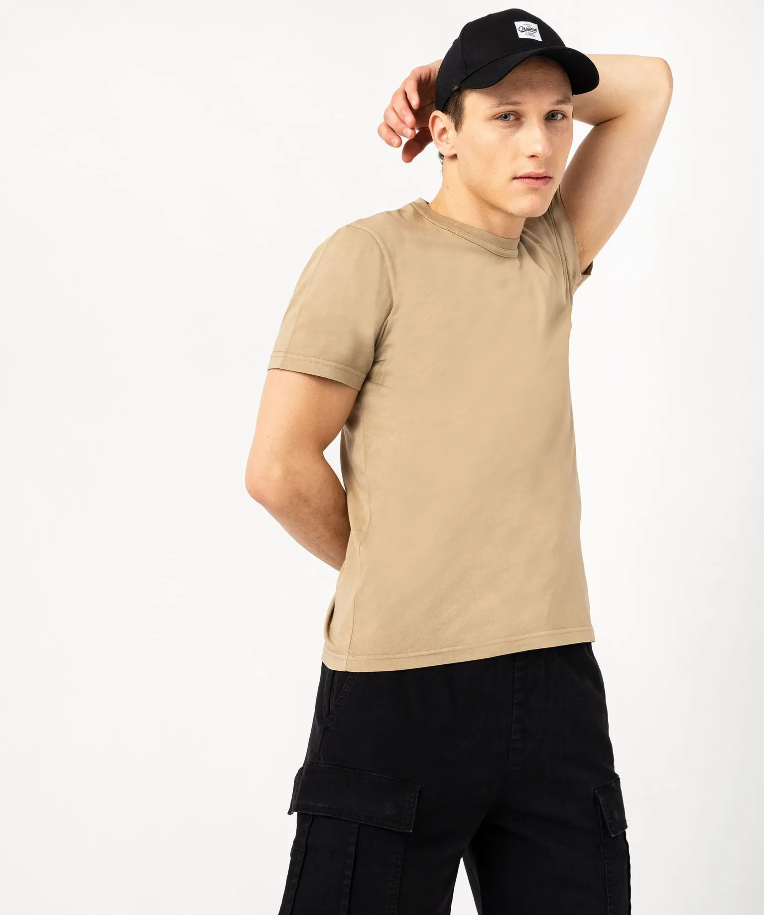 tee-shirt a manches courtes uni homme beige tee-shirts