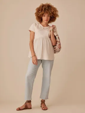 Tee-shirt grossesse bi- matière ENVIE DE FRAISE sable - Envie de Fraise