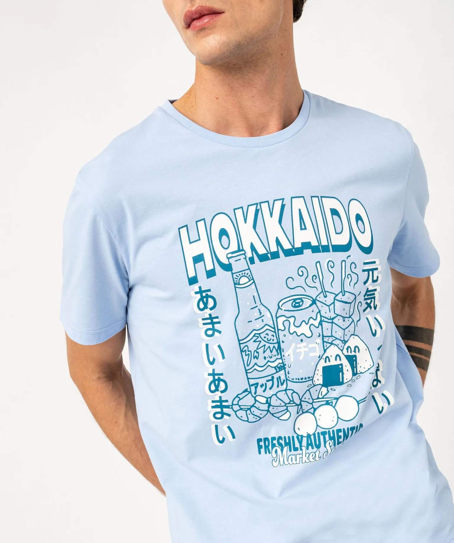 tee-shirt manches courtes imprime homme bleu tee-shirts