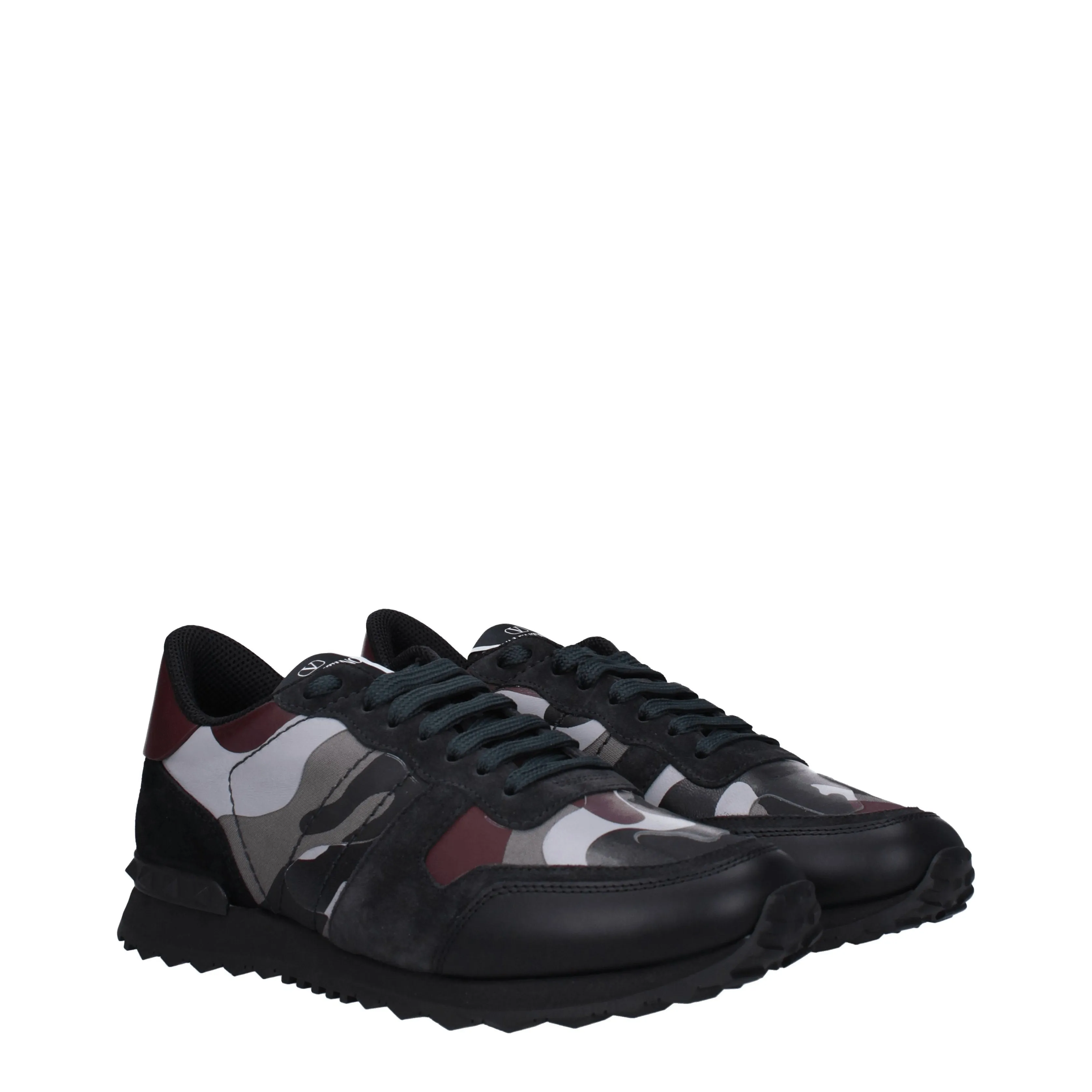 Valentino garavani baskets hommes en cuir gris / noir