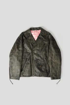 VESTE BIKER EN CUIR NOIR
